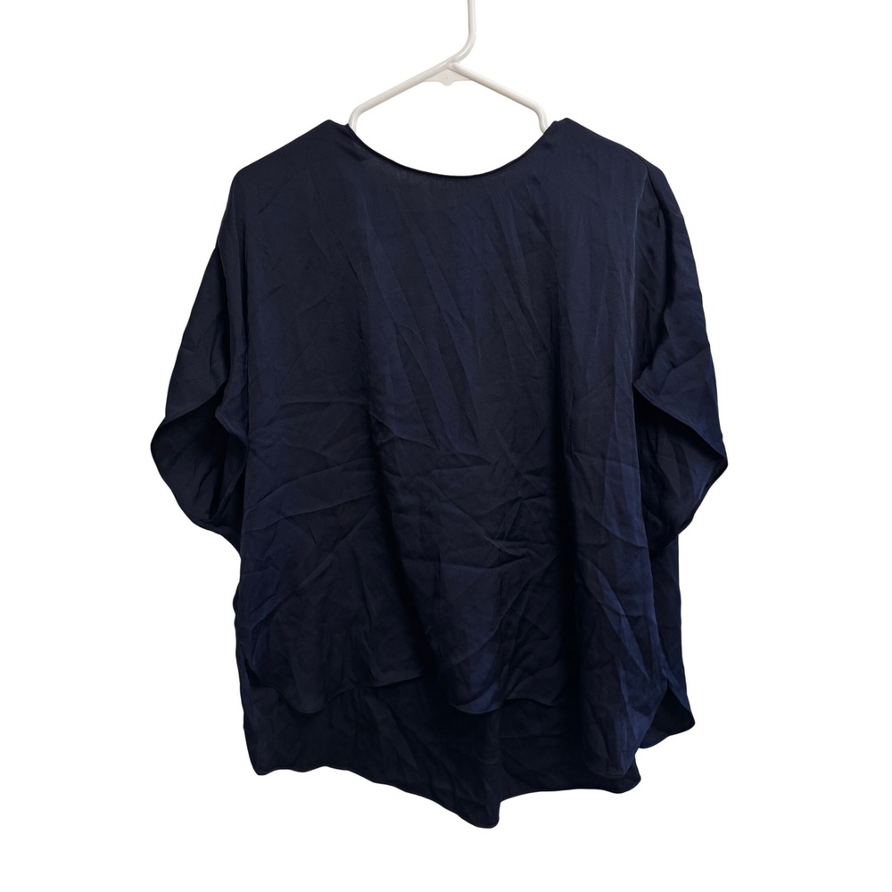 Quince Navy Blue XL Stretch Silk Split Hem Washable Tee